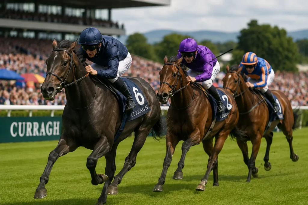 Benvenuto Cellini Irish Derby win at the Curragh as the Frankel colt pulls clear under Ryan Moore